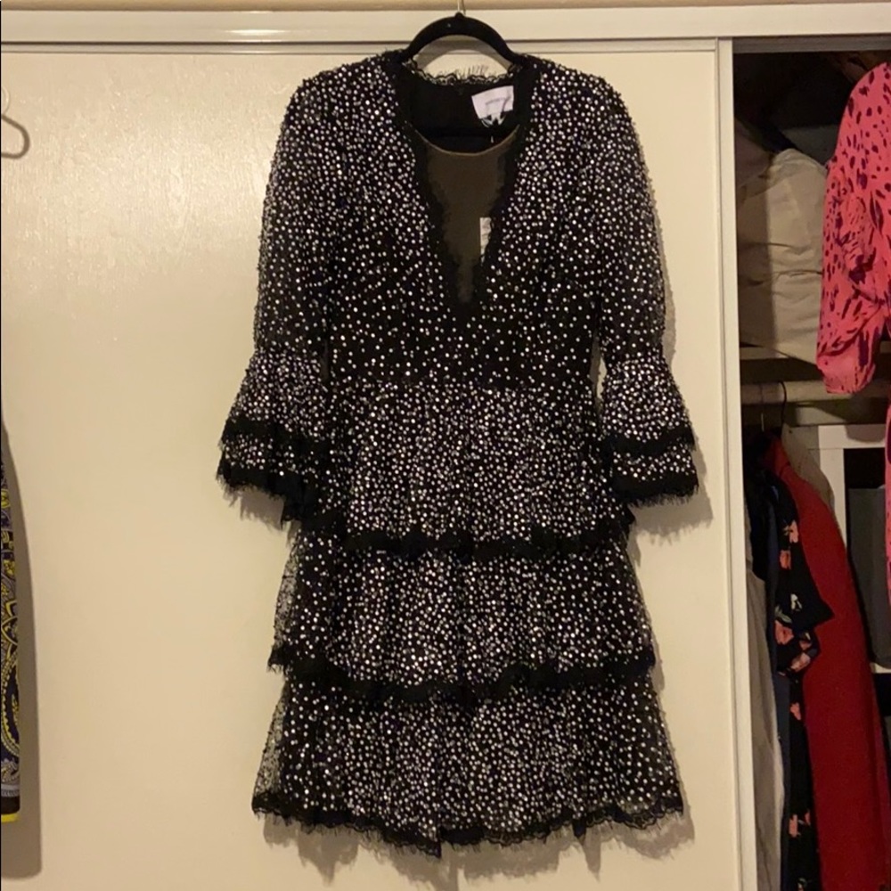 Marchesa formal dress black and white